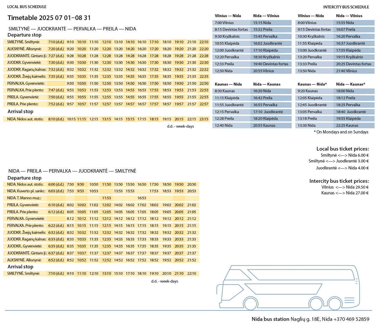 Timetable 2025.07.01-08.31